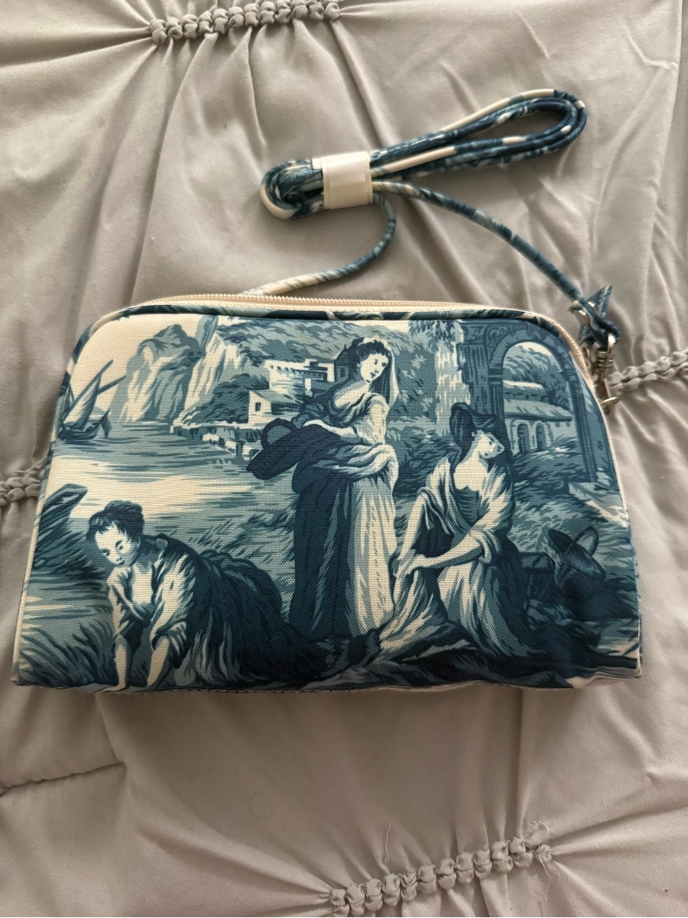 Blue Toile Printed Crossbody Bag